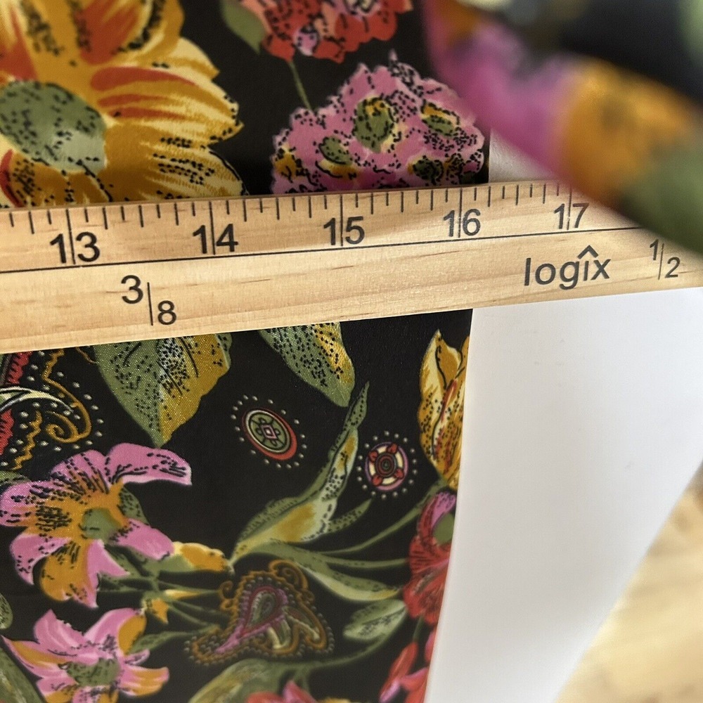 Vintage VANITY FAIR Small KIMONO Wrap ROBE Long Black TROPICAL FLORAL Nylon USA - Picture 10 of 10